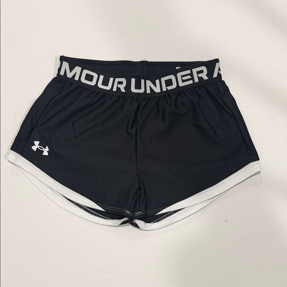 Under Armour Black Women's Athletic Shorts with White Trim